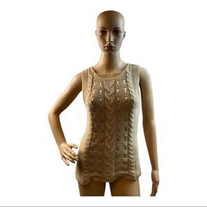 SISTERS Women’s Vintage Beige  Sleeveless Cardigan . Size Large.